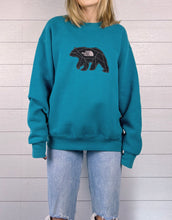 Load image into Gallery viewer, (M) Teal Geo Bear 1/1 Crewneck
