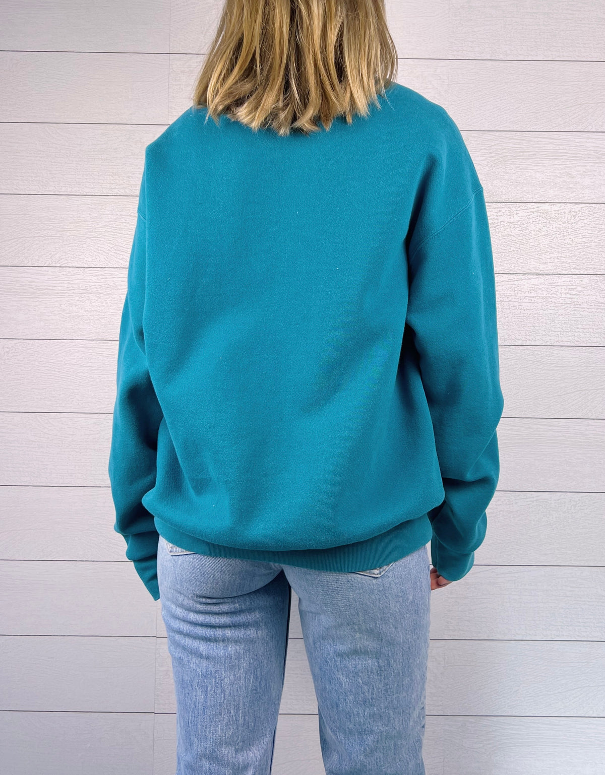 (M) Teal Geo Bear 1/1 Crewneck