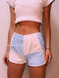 Blue&White Terrycloth Colorblock Shorts