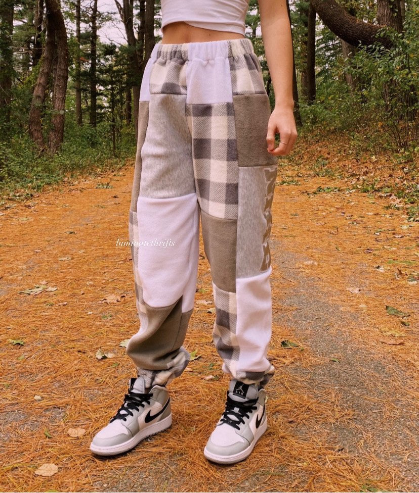 (S/M) Ashy Flannel Reworked Joggers