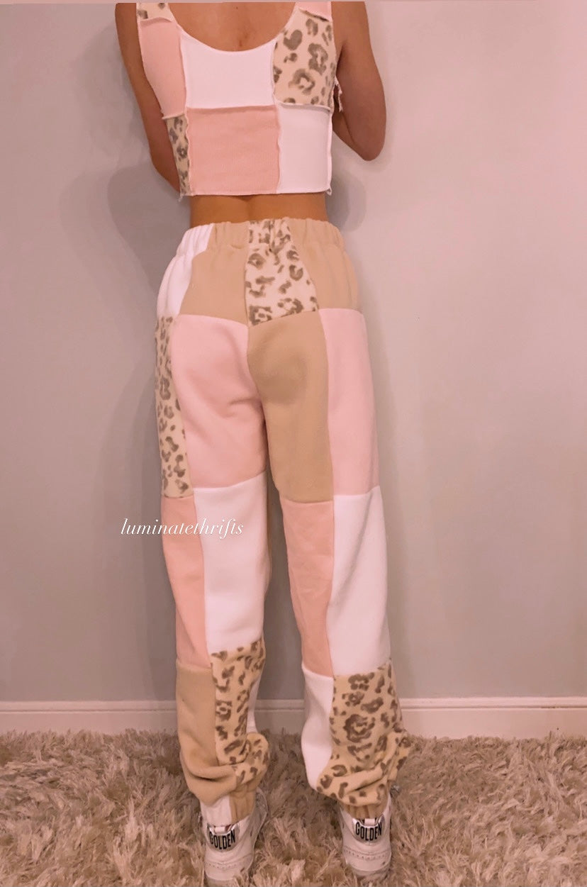 (XS-M) Pink Leopard Reworked Jogger Set