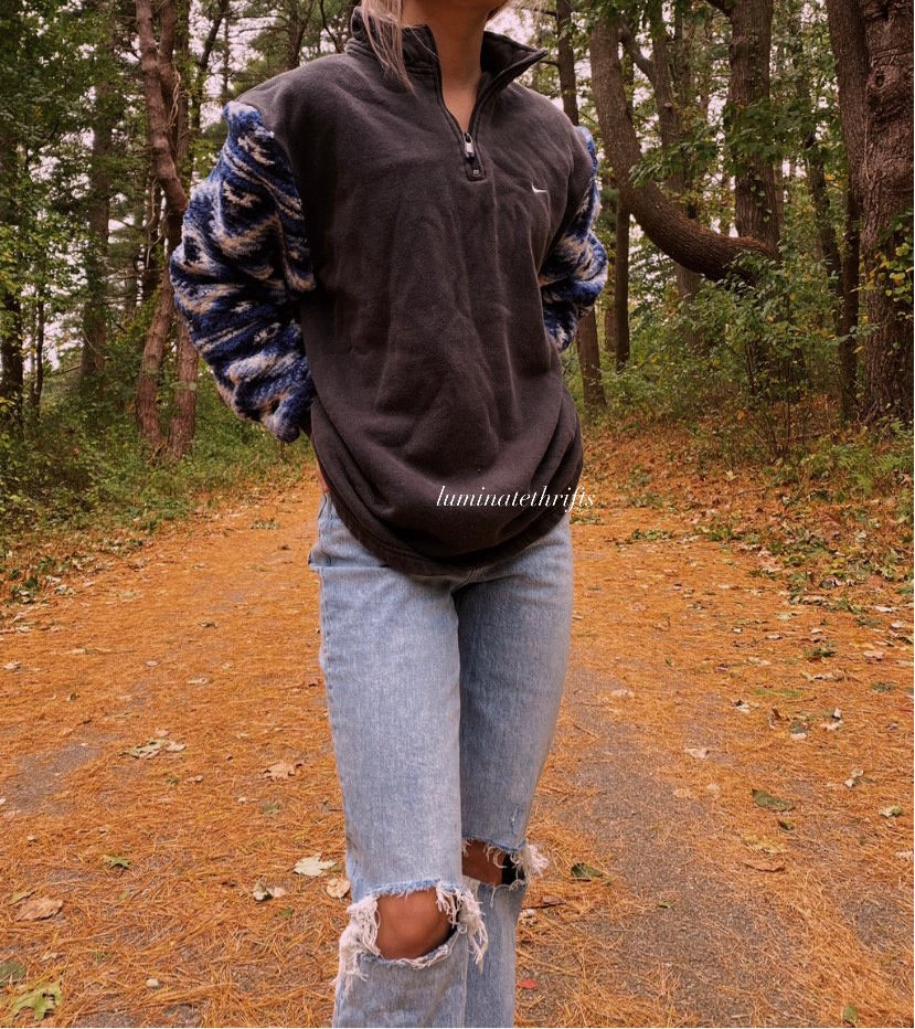(M/L) Aztec Sherpa Reworked Quarter Zip