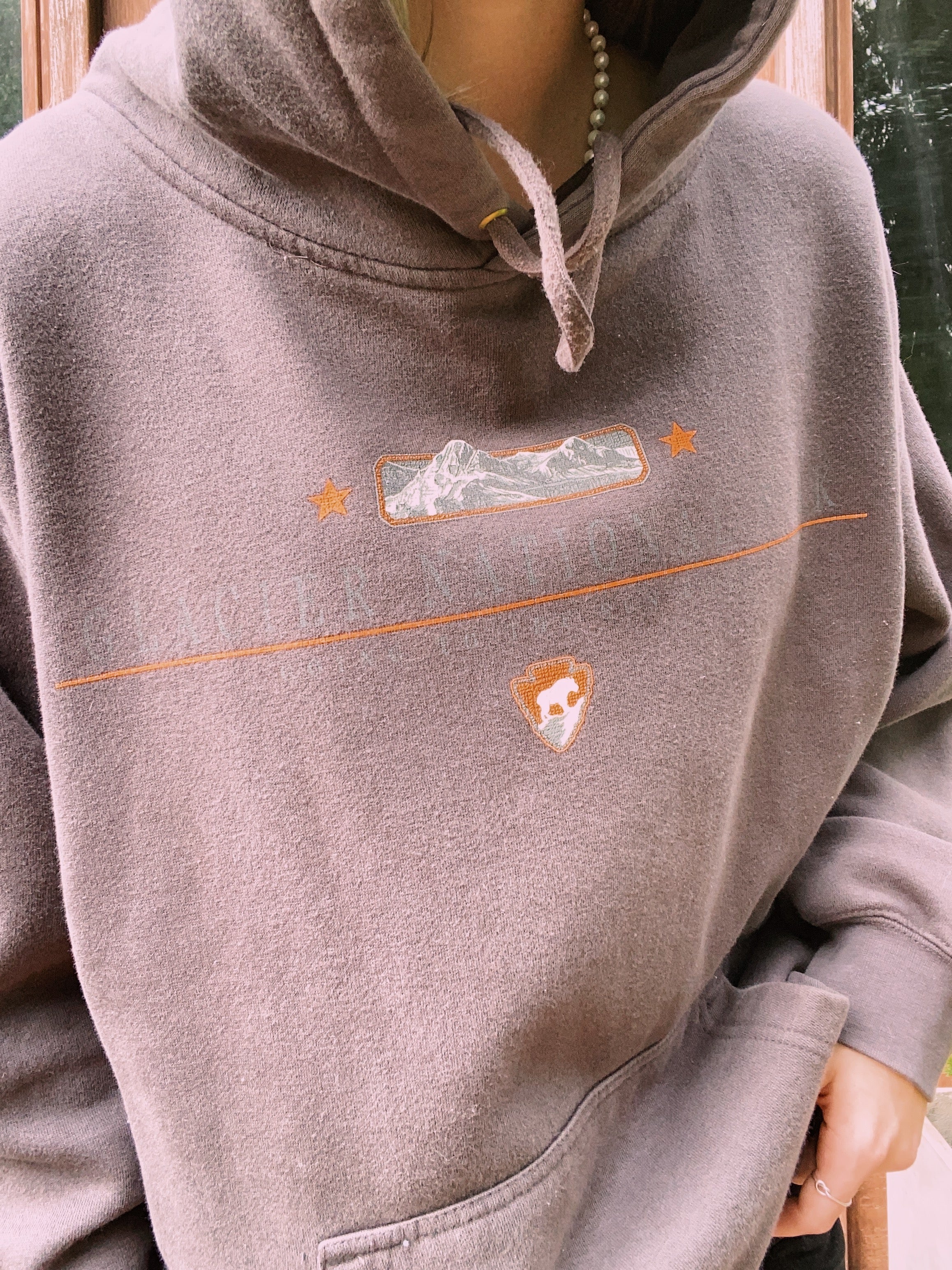 (L) Vintage Brown Glaciar Park Hoodie
