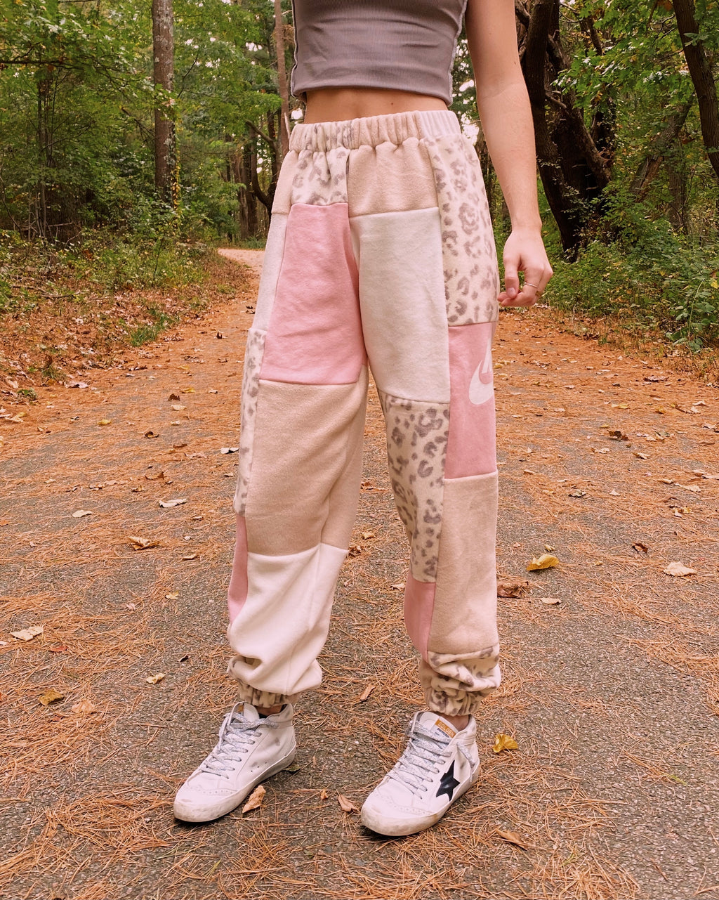 (XS-M) Neutral Pink Leopard Reworked Joggers