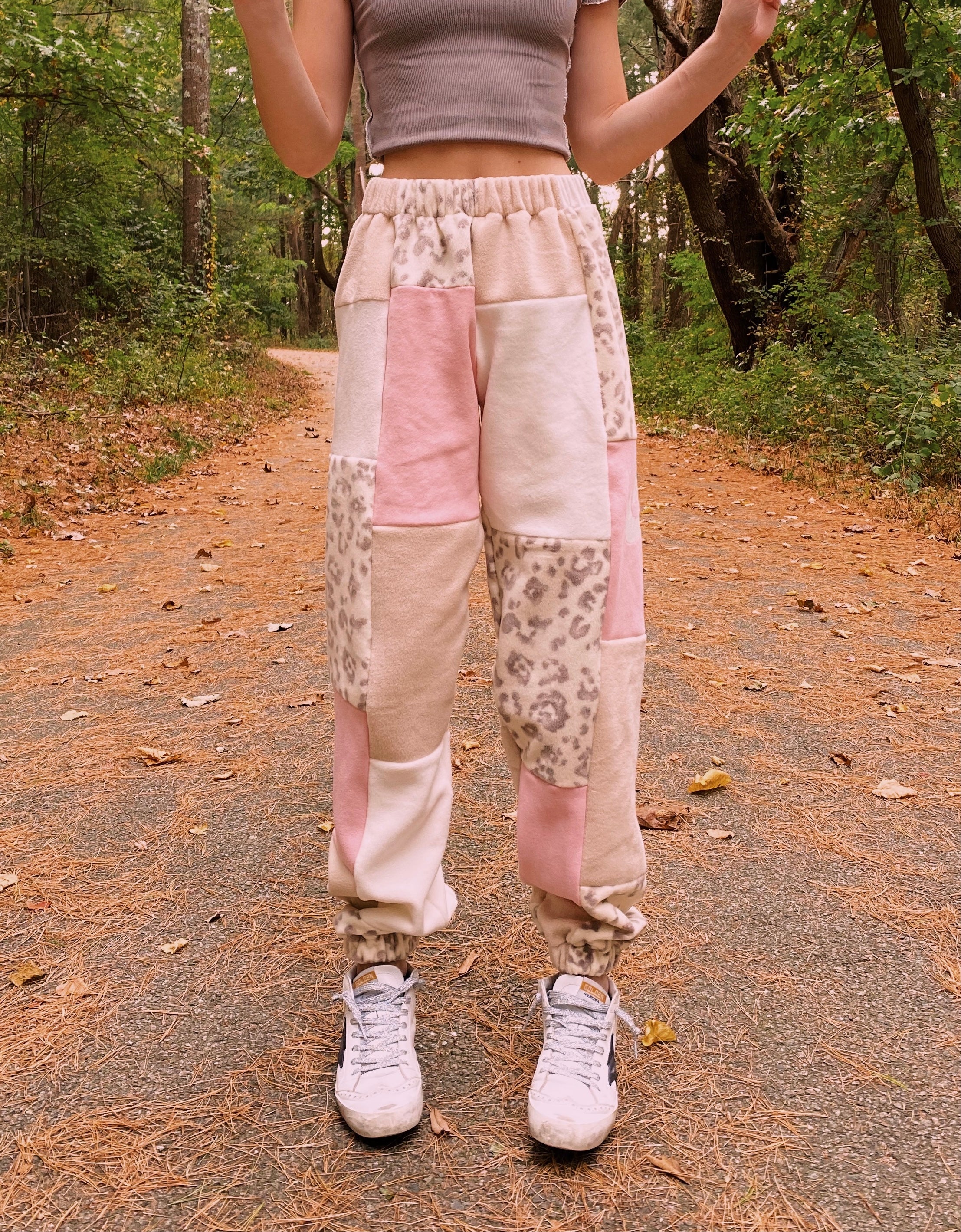 (XS-M) Neutral Pink Leopard Reworked Joggers