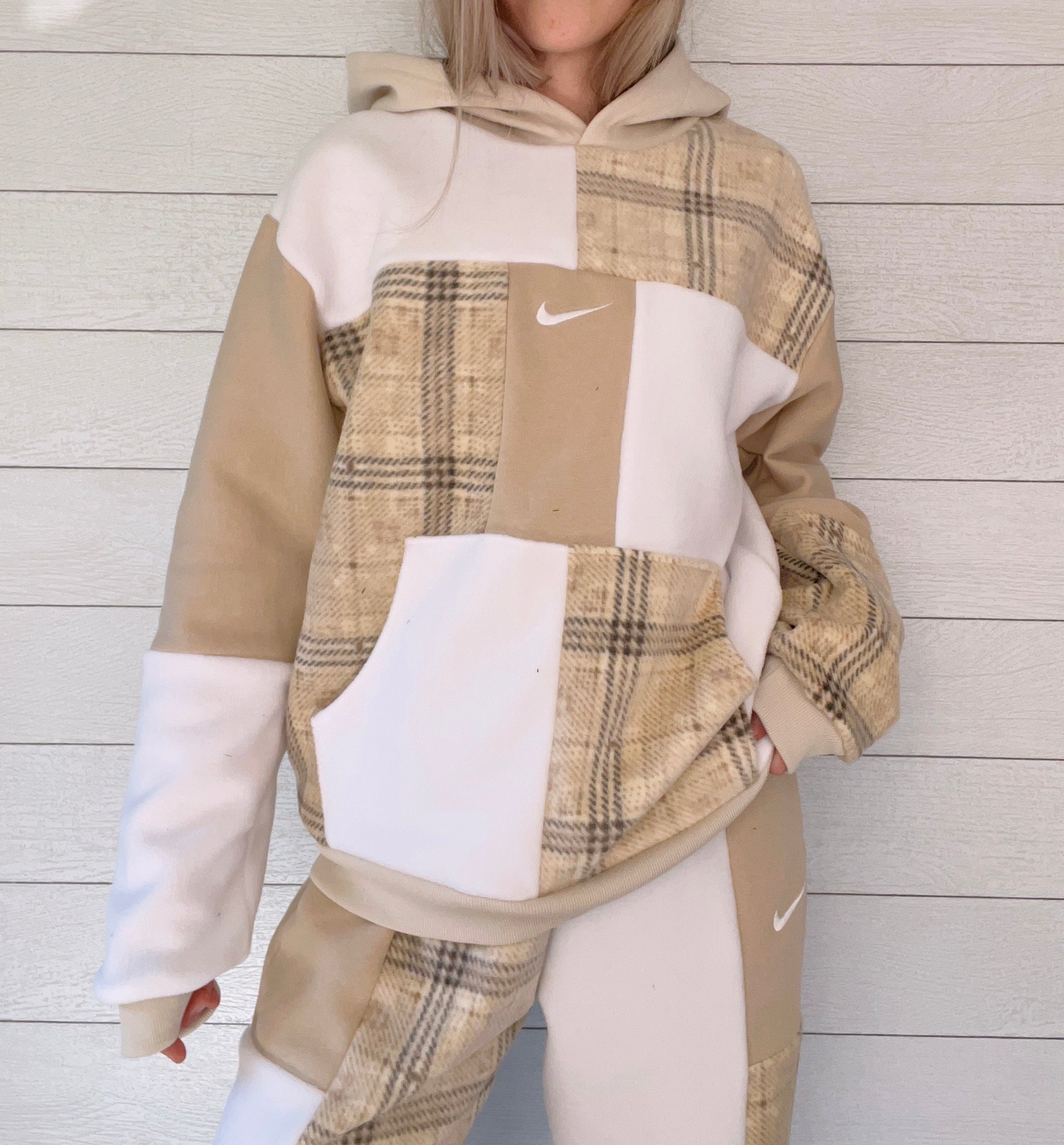 (L) Neutral Flannel 1/1 Hoodie