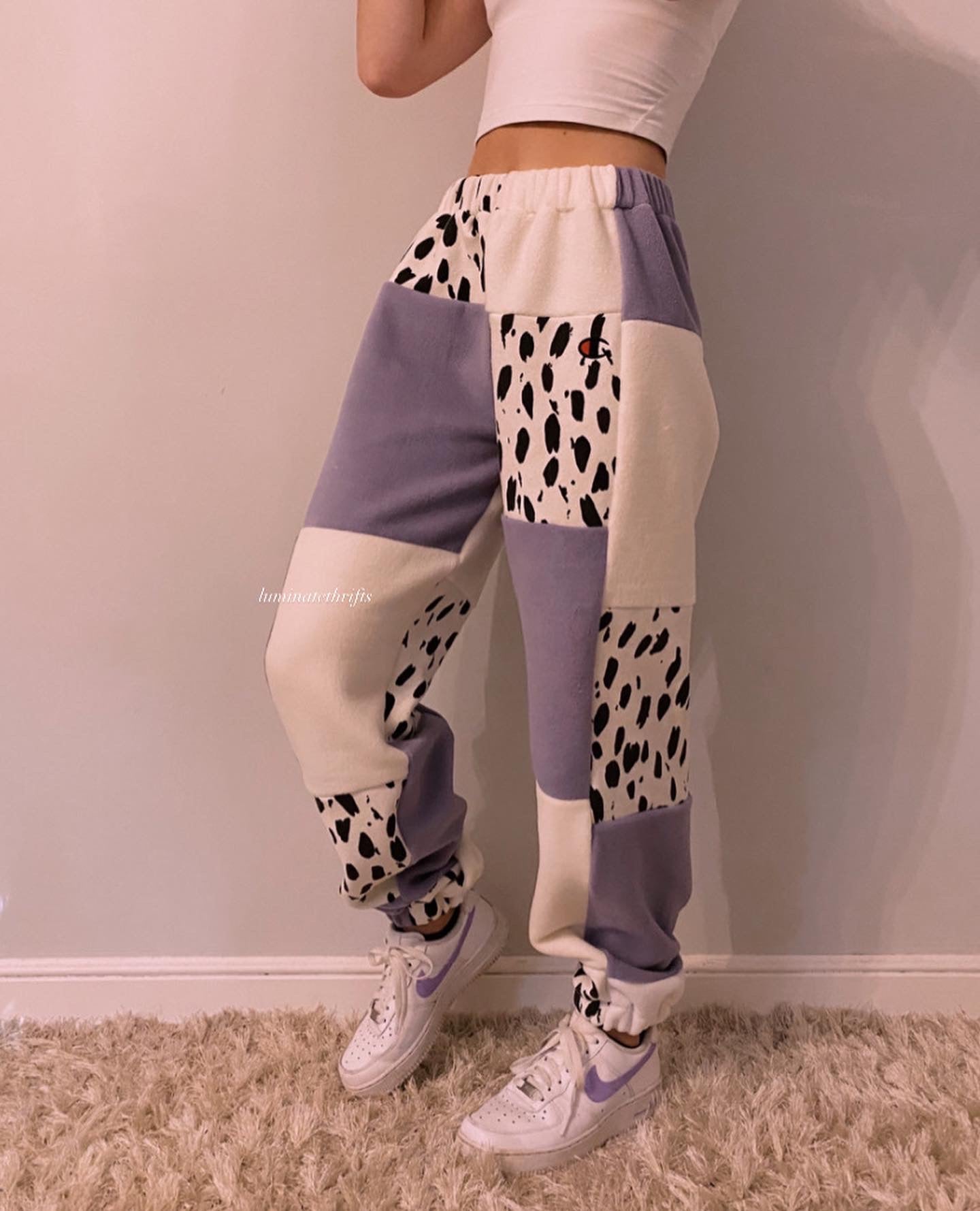 (XS-M) Lavender Cow Reworked Joggers