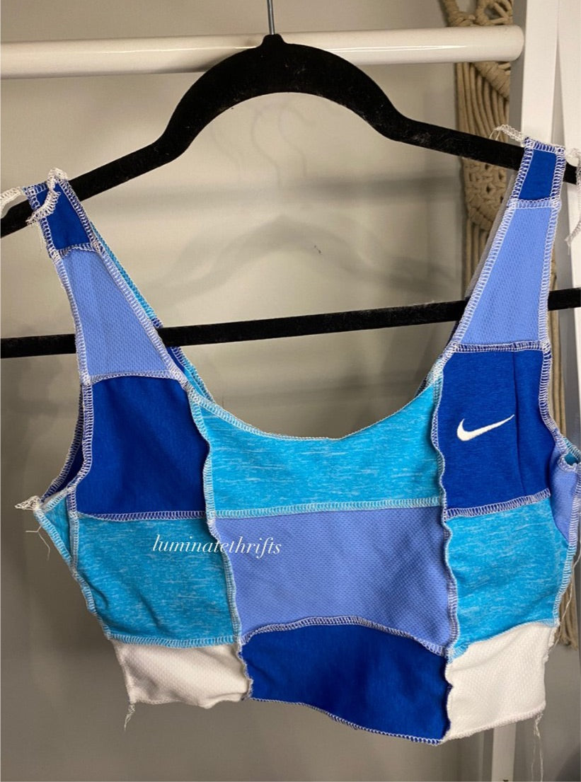 (XS/S) Sea Blue Reworked Open Hem Tank
