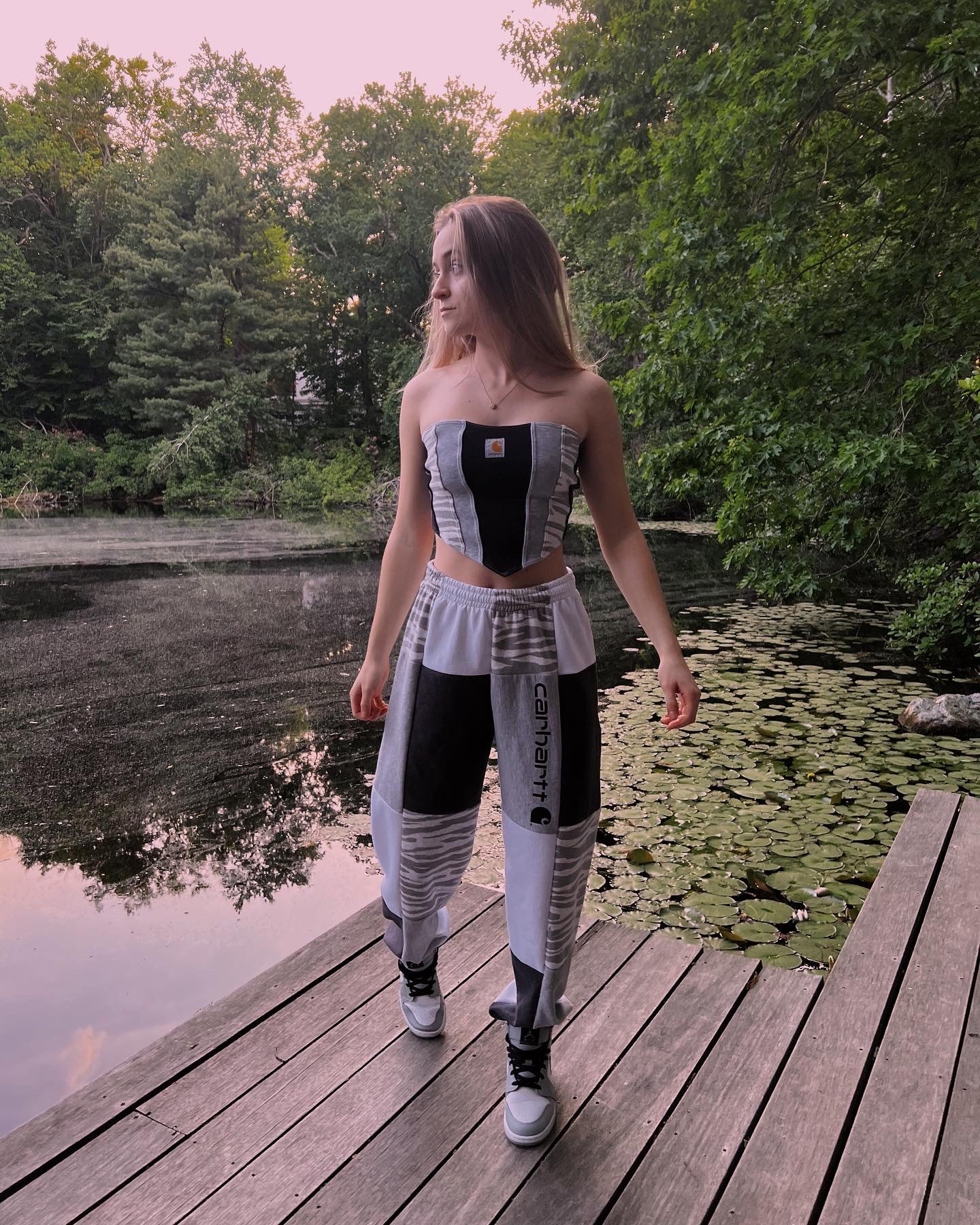 (M/L) Diamond Zebra Reworked Joggers