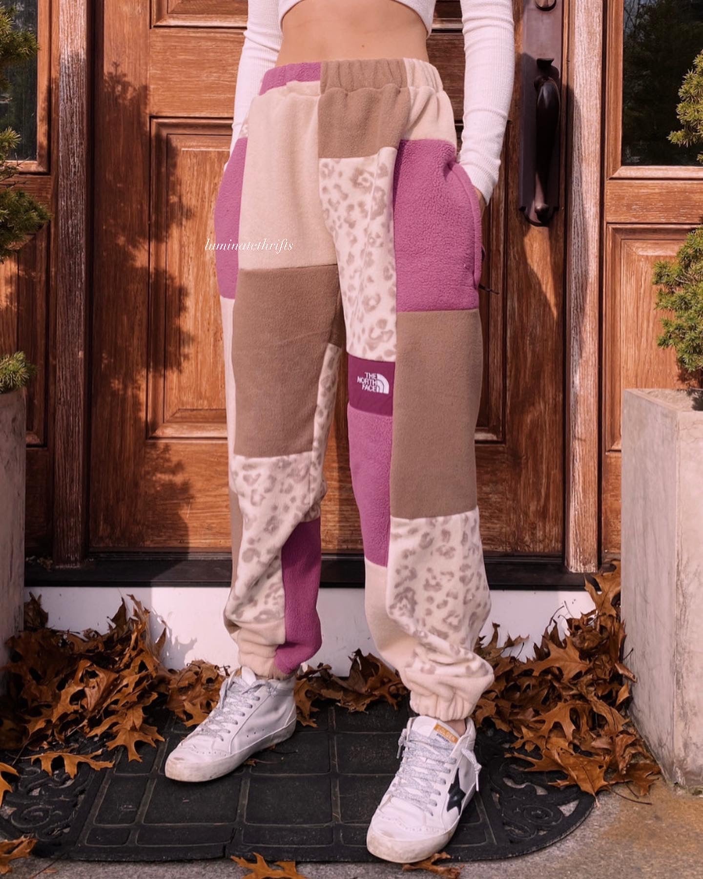 (XS-M) Raspberry Leopard Reworked Joggers *+Zipper Pockets*
