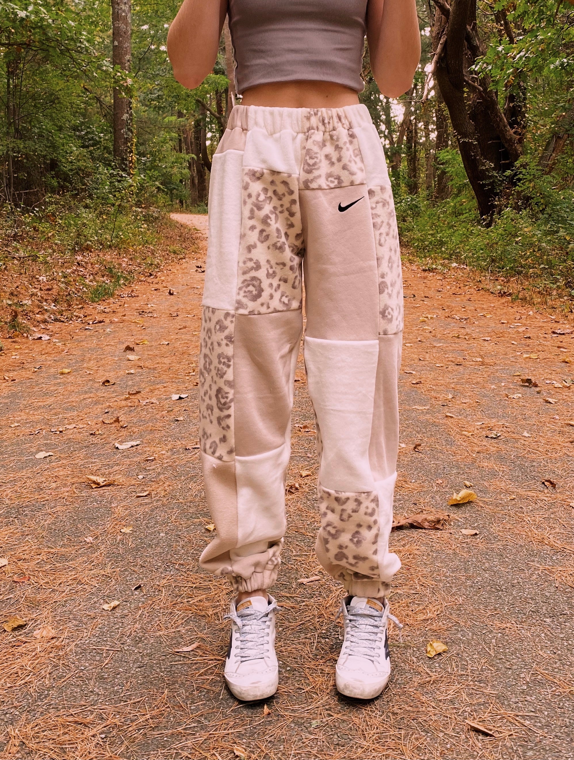 (XS-M) Neutral Leopard Reworked Joggers