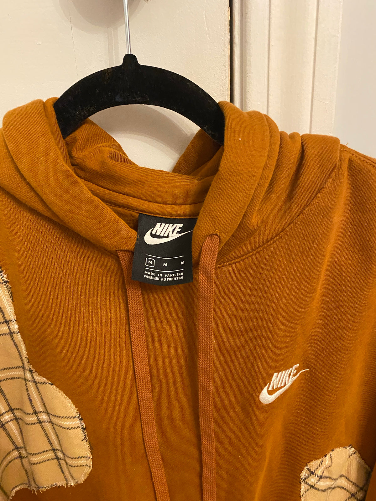 (M/L) Reworked Flannel Cow Hoodie