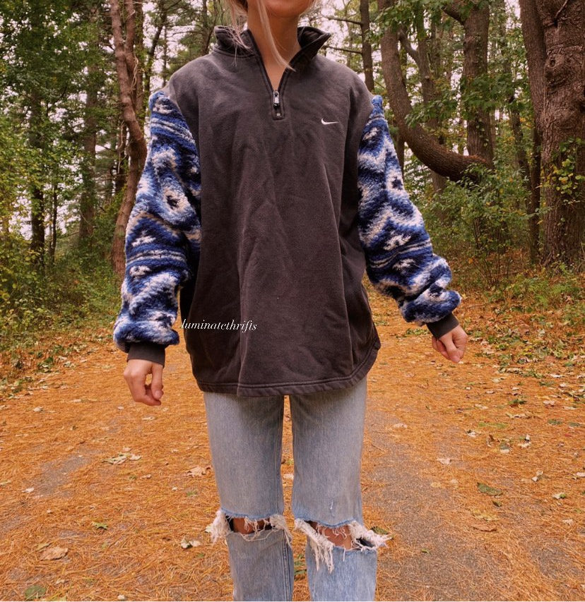 (M/L) Aztec Sherpa Reworked Quarter Zip