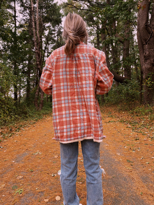 (L) L.L. Bean Fur Lined Flannel Shacket