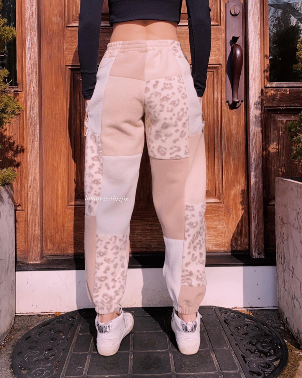 (S/M) Neutral Leopard Reworked Joggers