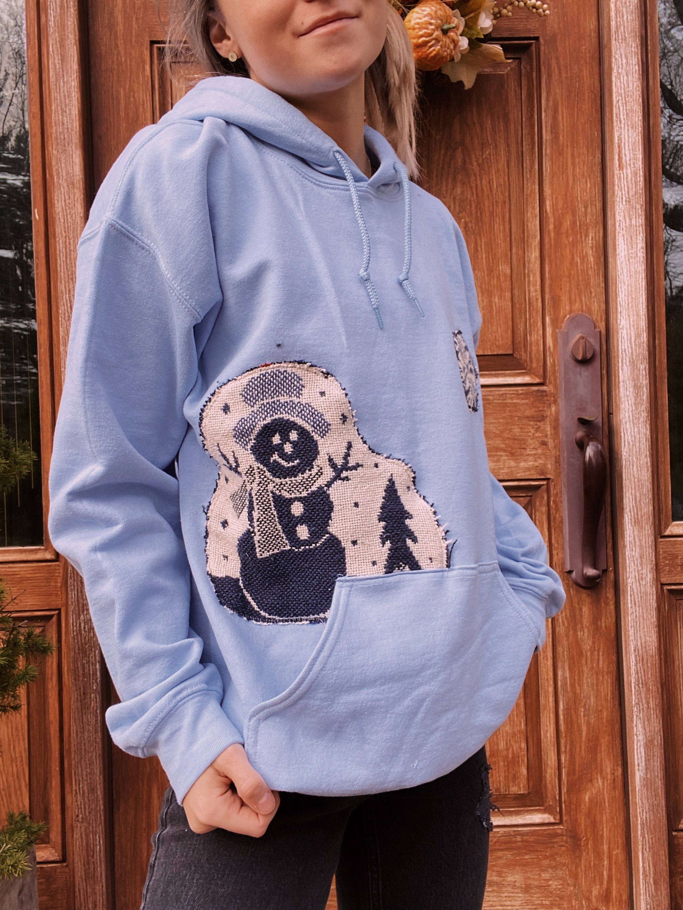 (M) Snowman Blanket Weave Reworked Hoodie