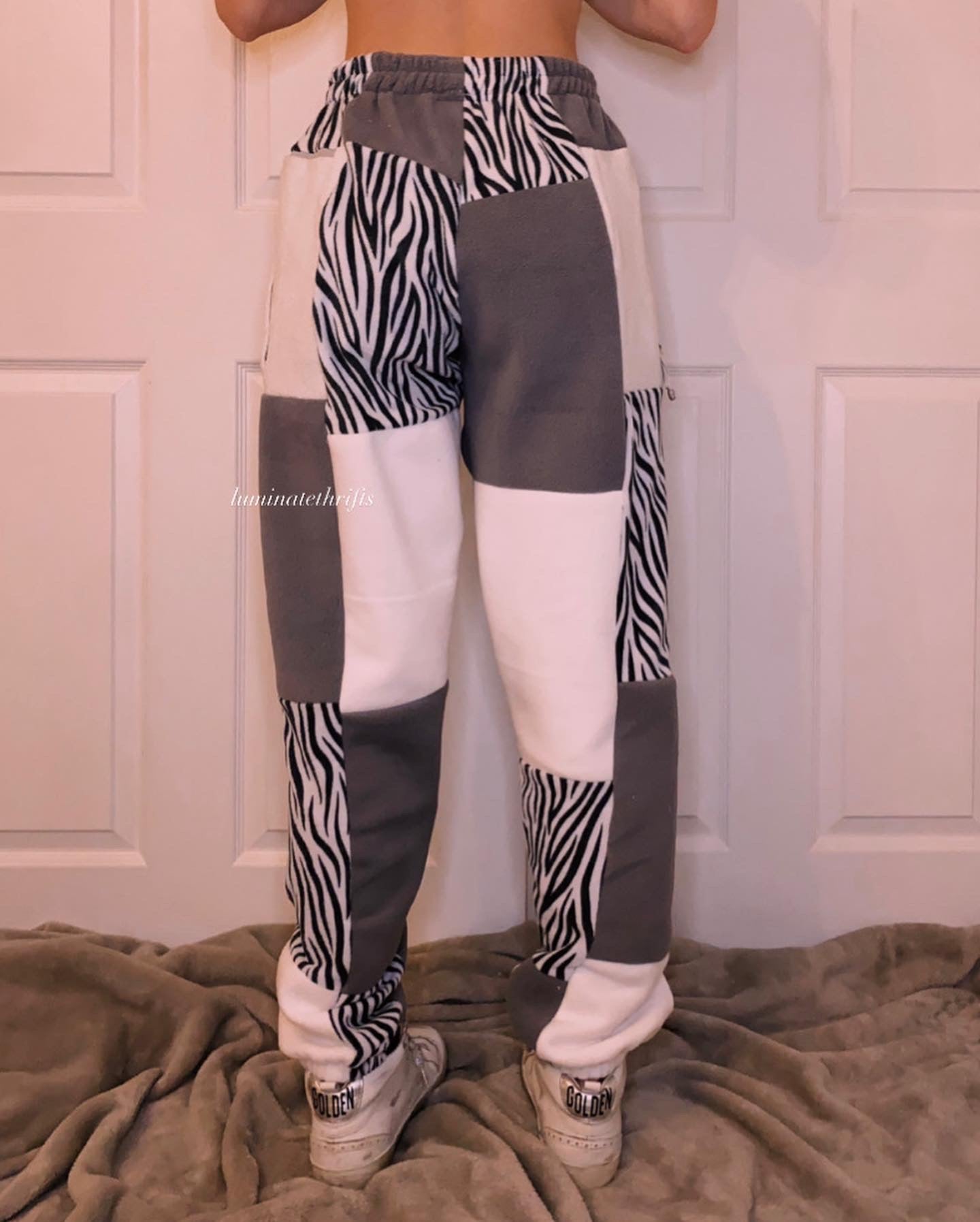 (S/M) Diamond Zebra Reworked Joggers