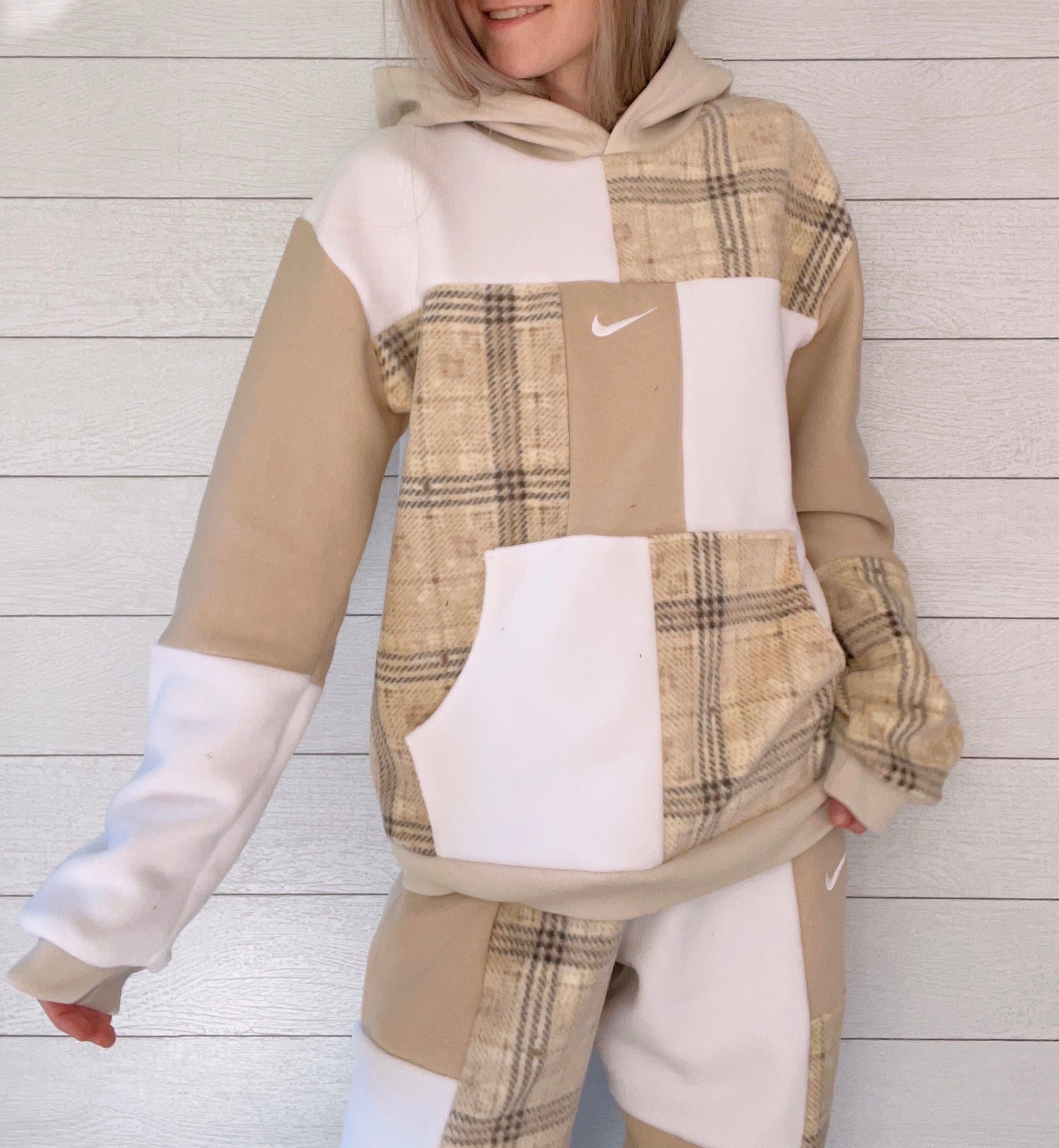 (L) Neutral Flannel 1/1 Hoodie