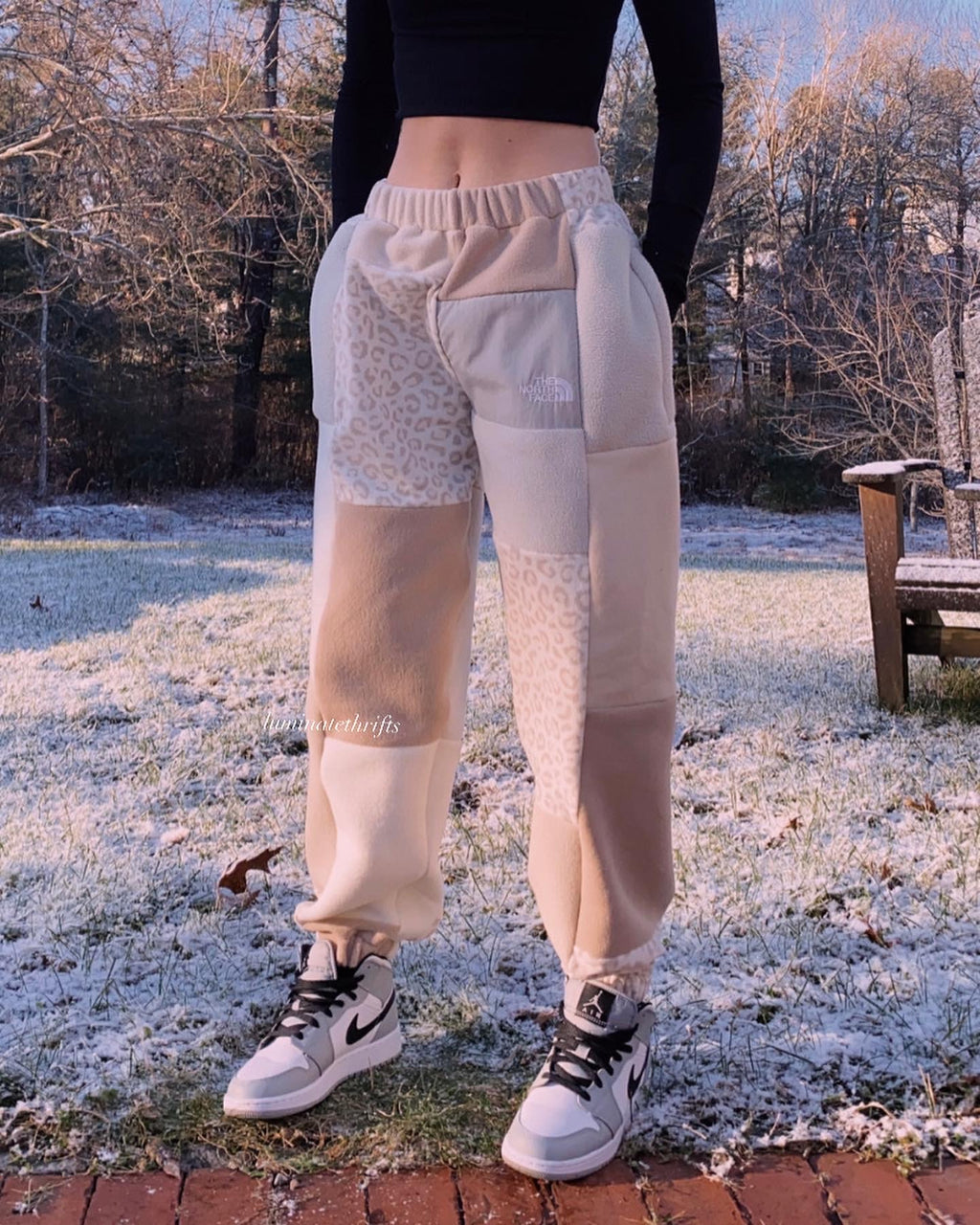 (S/M) Neutral Leopard Reworked Joggers