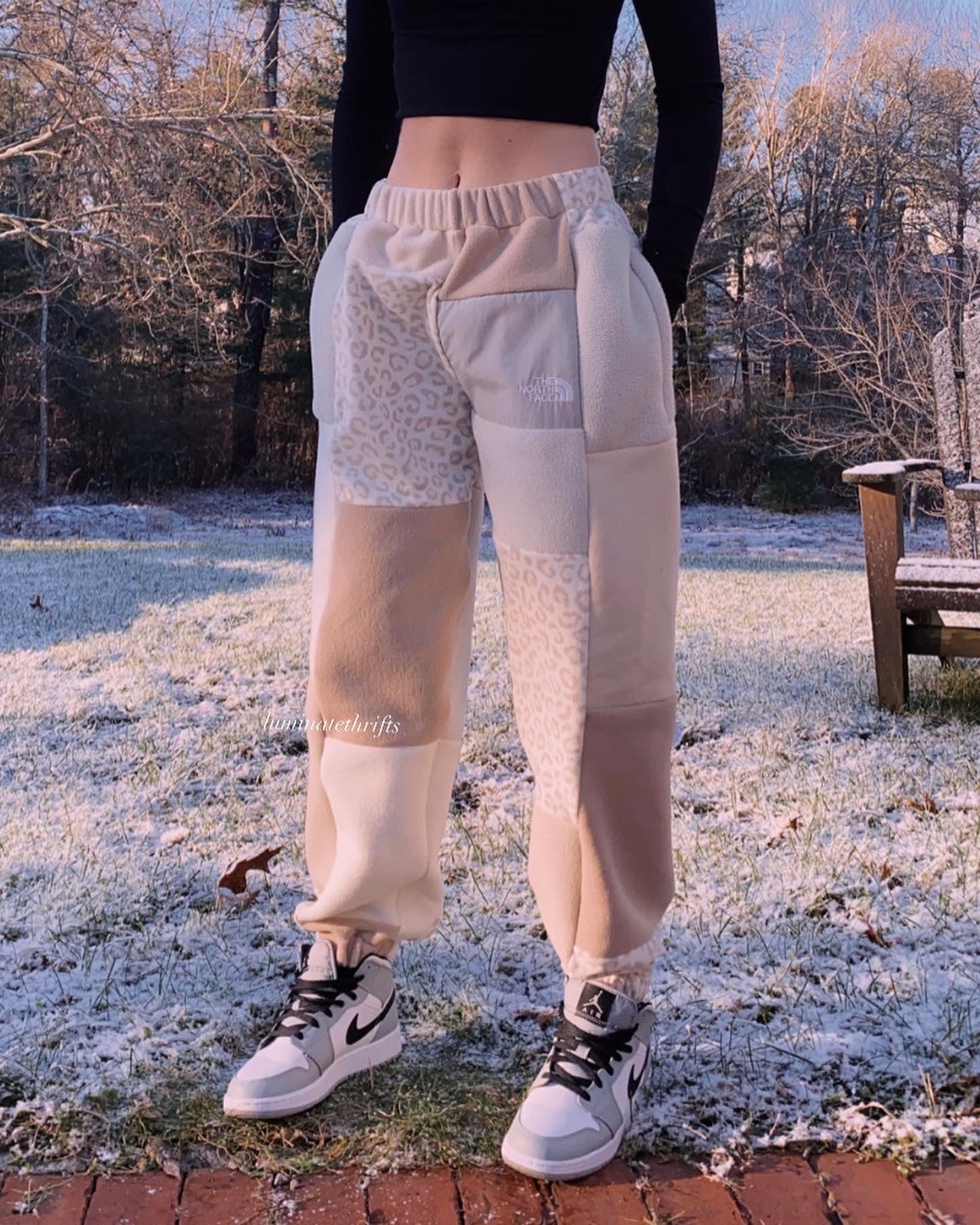 (S/M) Neutral Leopard Reworked Joggers