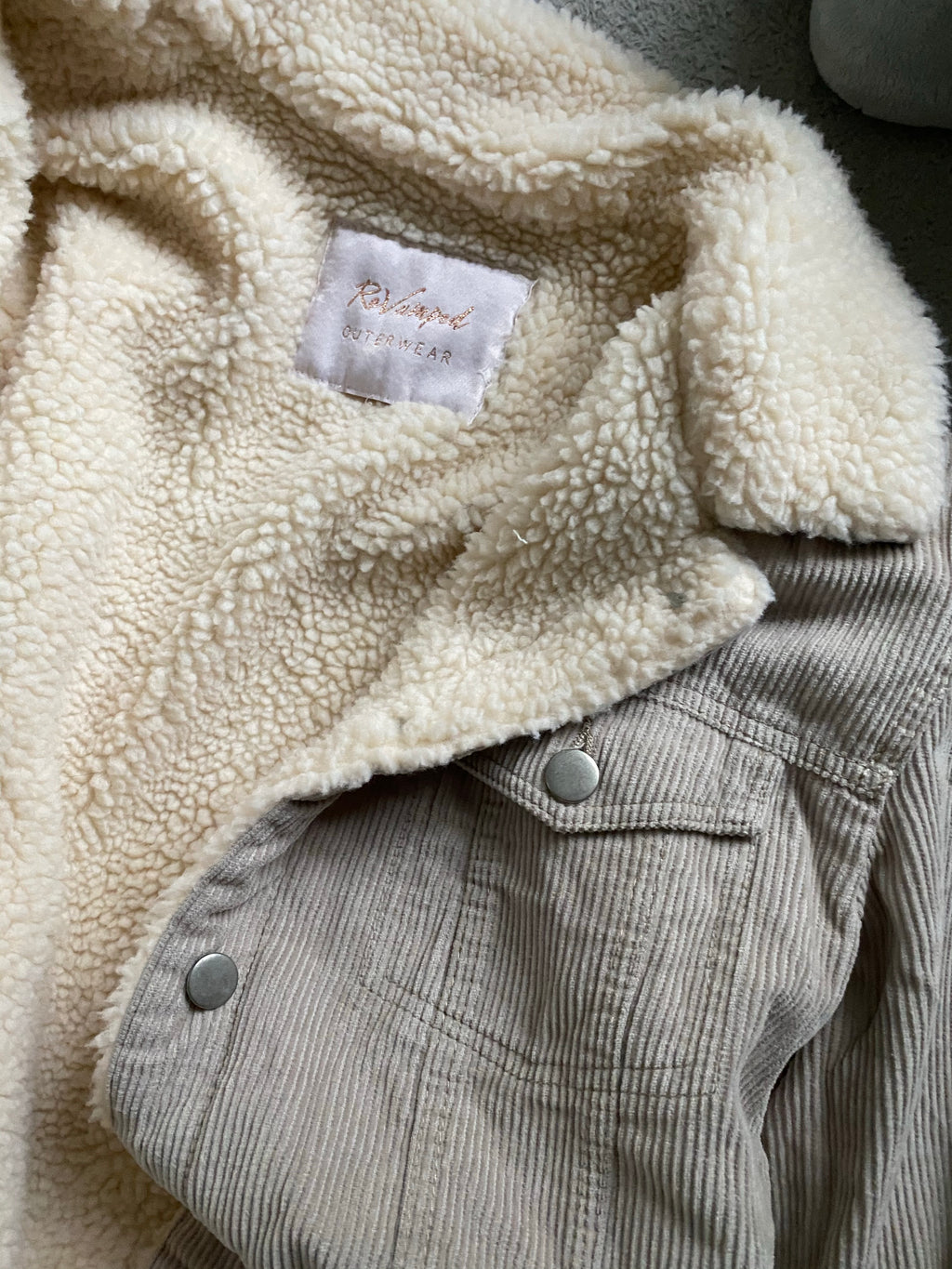 (L) Tan Corduroy Sherpa Jacket
