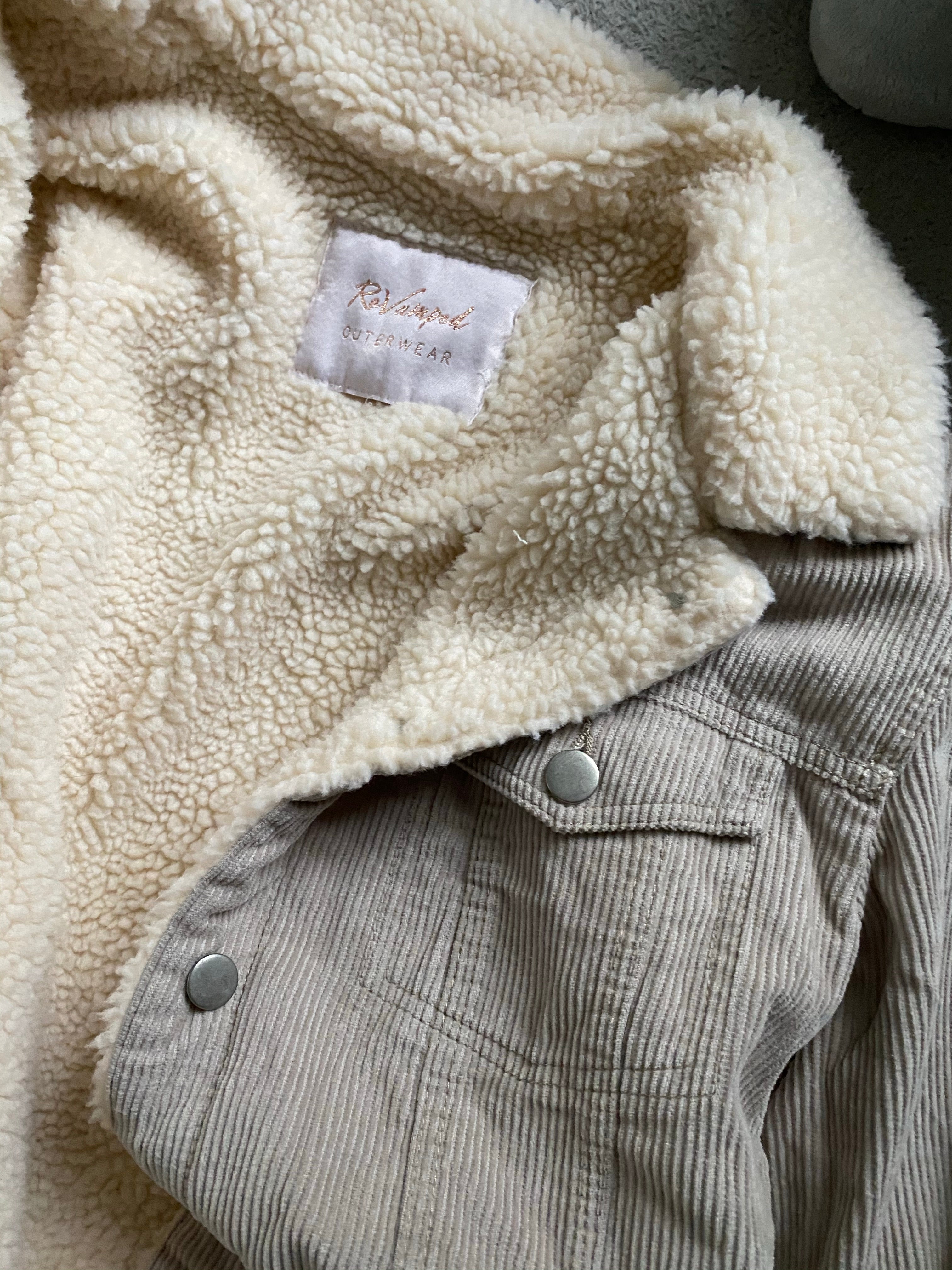 (L) Tan Corduroy Sherpa Jacket