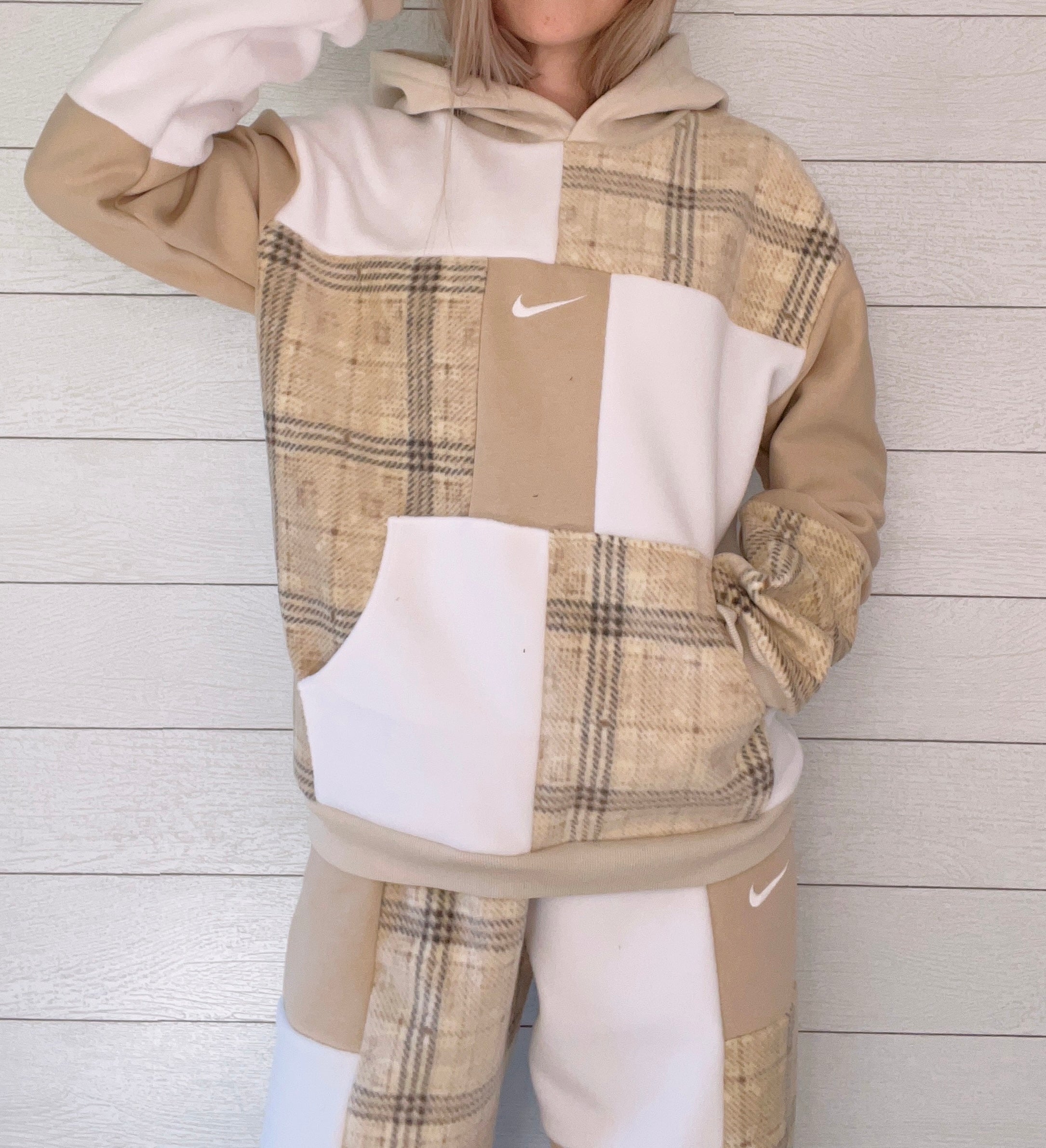 (L) Neutral Flannel 1/1 Hoodie