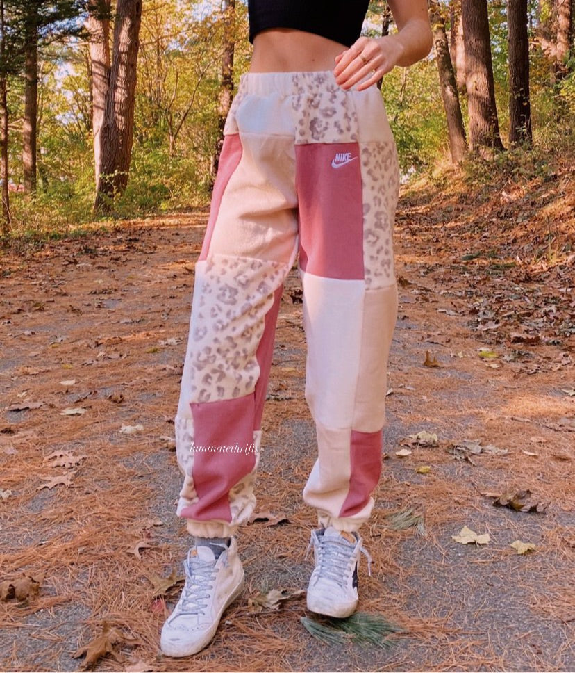 (XS-M) Raspberry Leopard Reworked Joggers