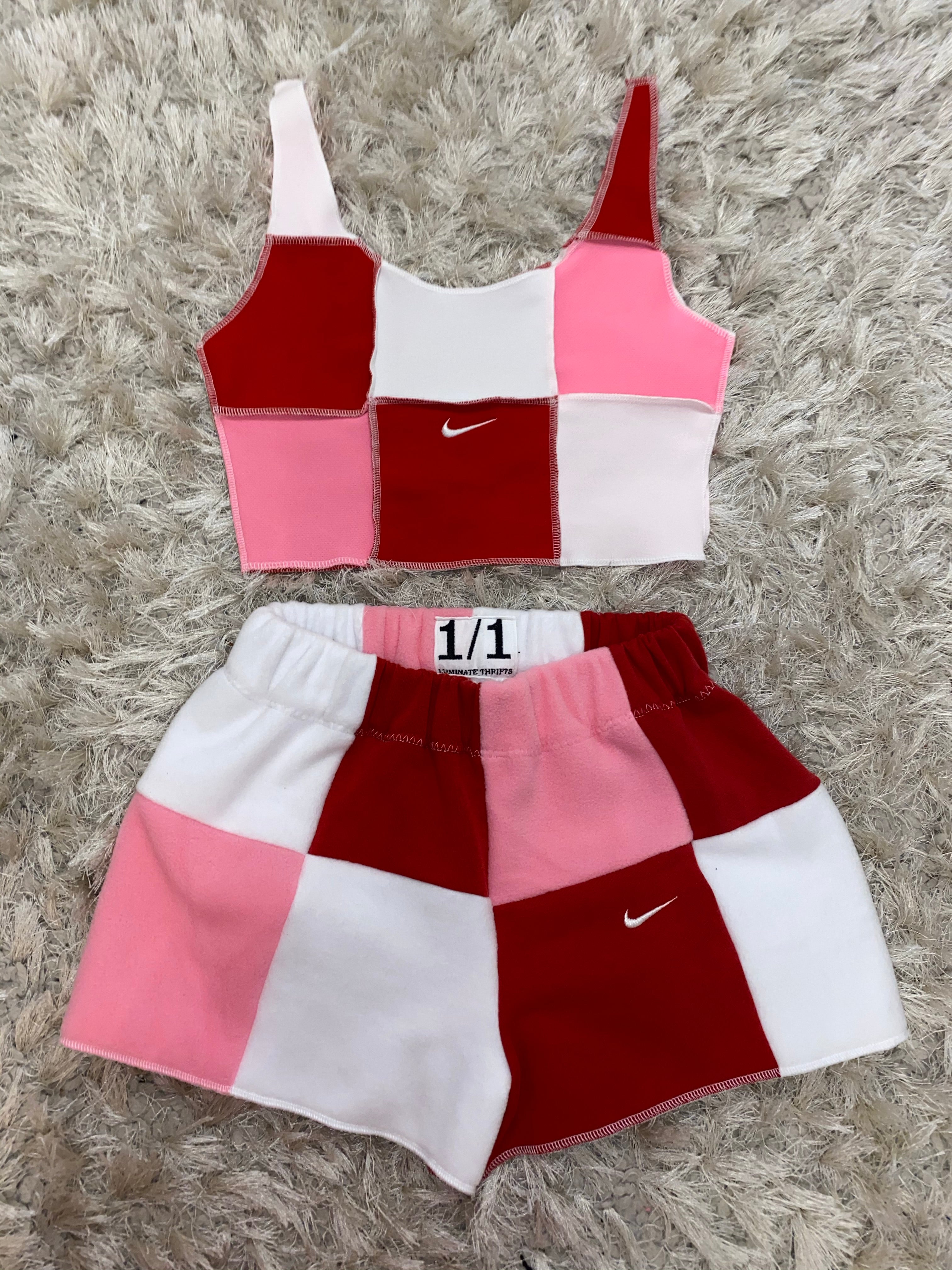 (XS/S) Ruby Red Reworked Shorts Set