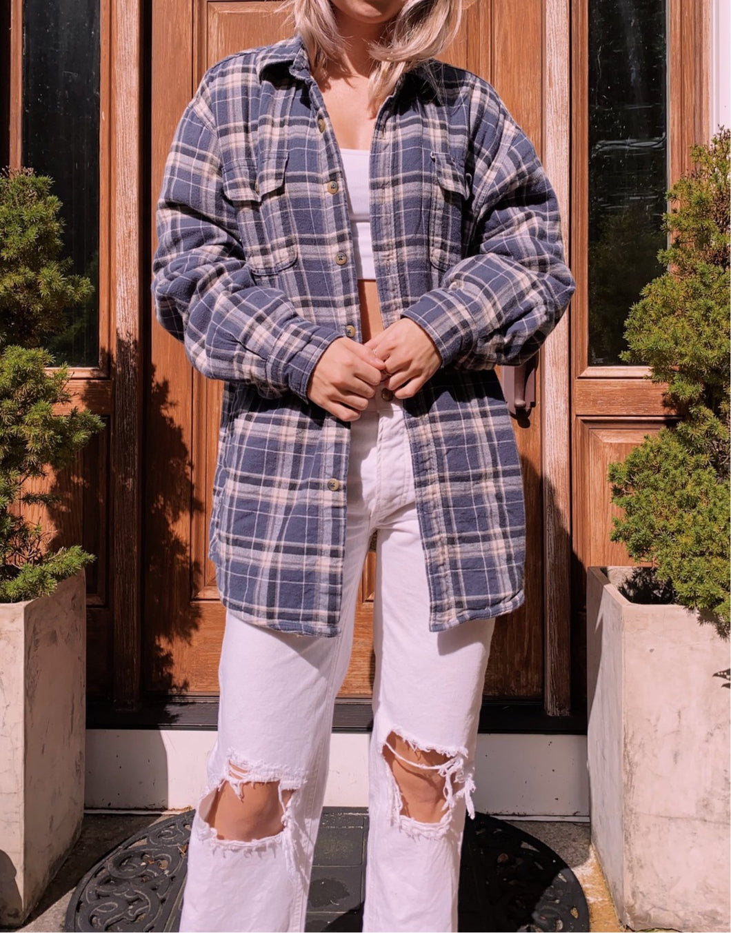 (L/XL) Wrangler Sherpa Lined Flannel Shacket