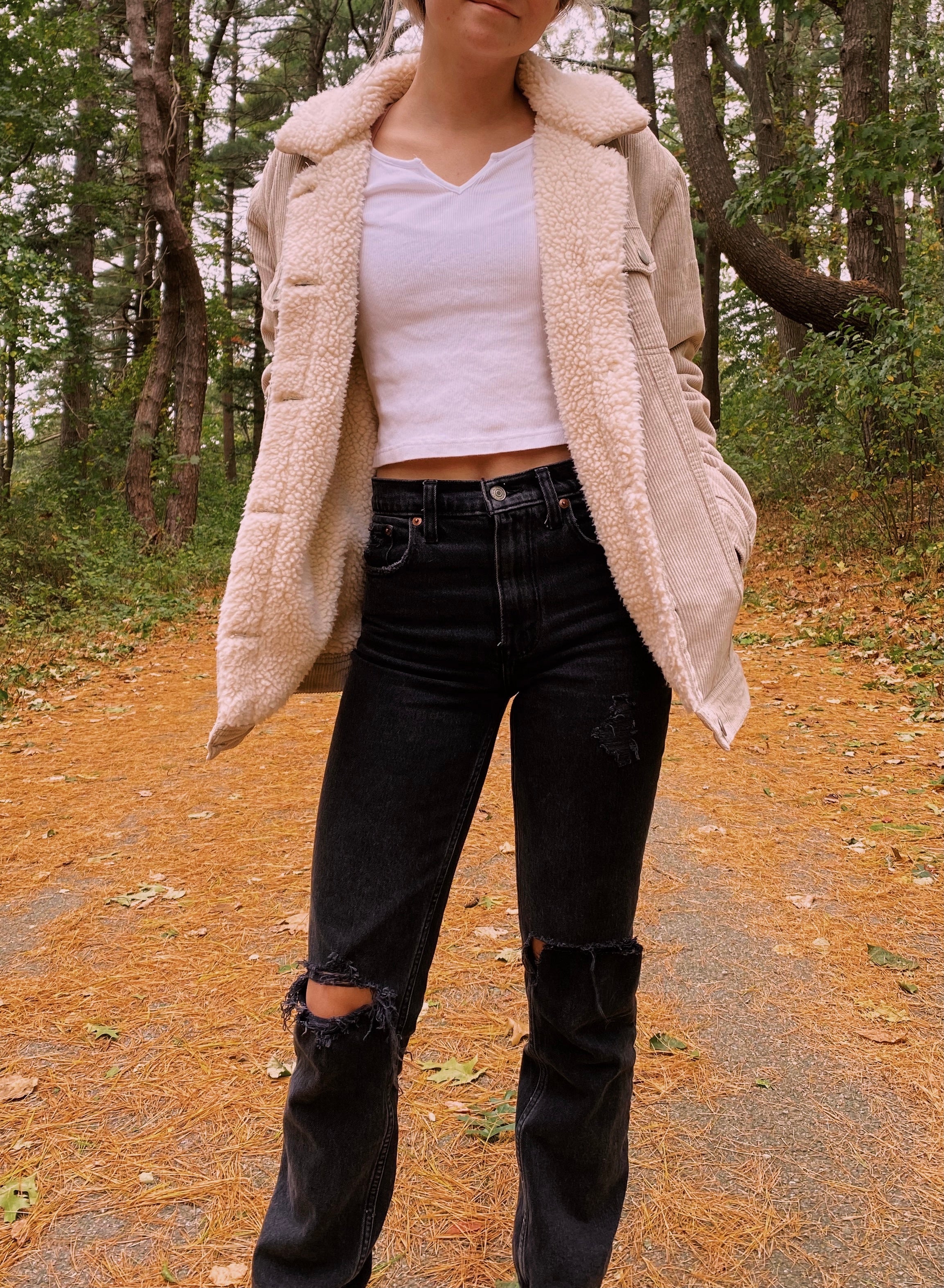 (L) Tan Corduroy Sherpa Jacket