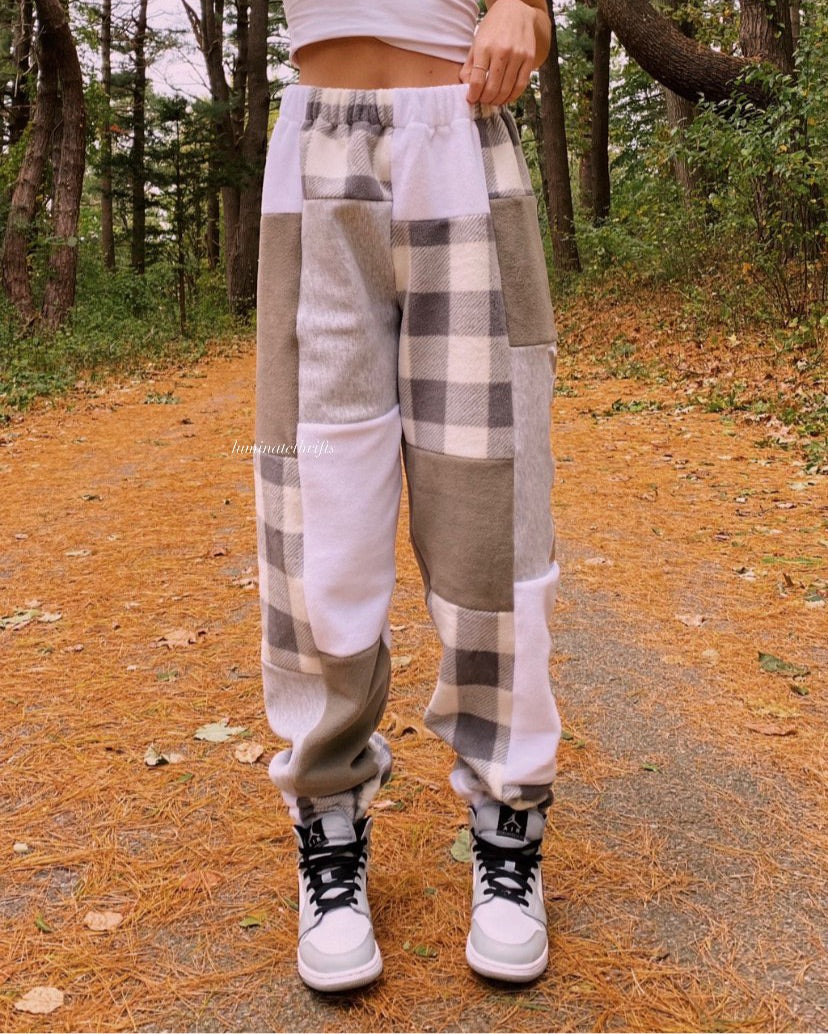 (S/M) Ashy Flannel Reworked Joggers