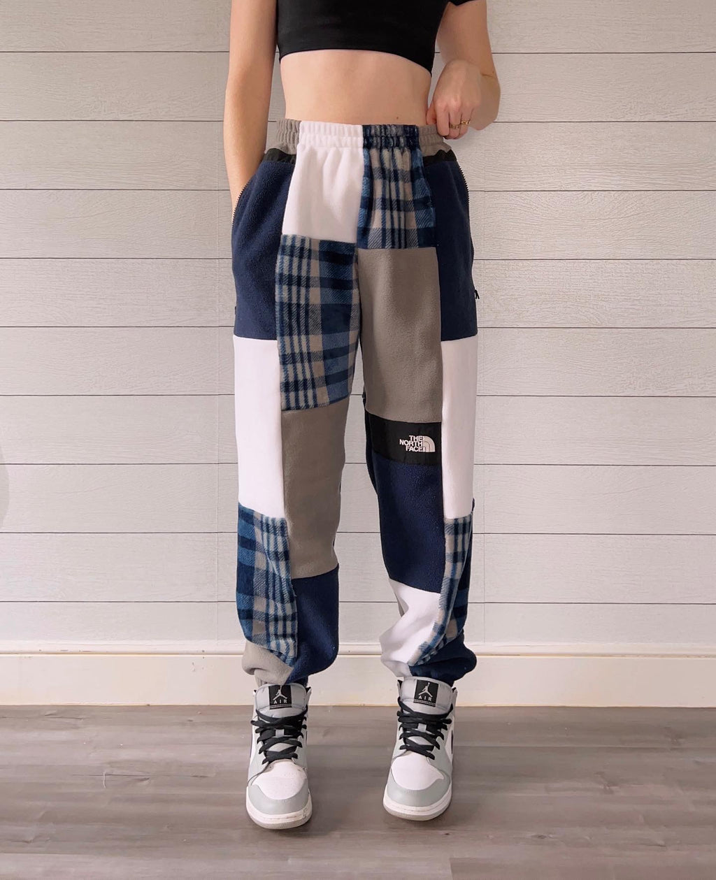 (S/M) Raindrop Plaid 1/1 Joggers +zipper pockets