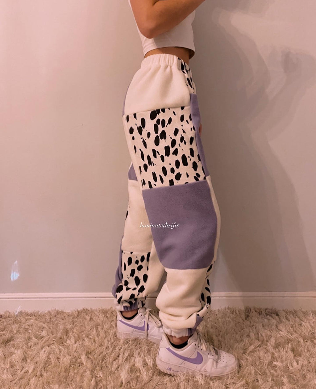 (XS-M) Lavender Cow Reworked Joggers