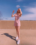 (S/M) Pink Leopard Reworked Matching Set