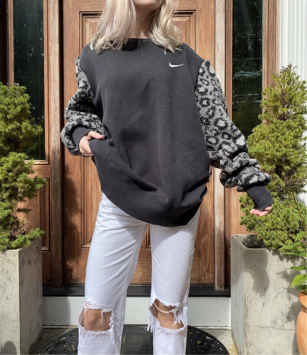Teddy Sherpa Sleeve Reworked Crewneck