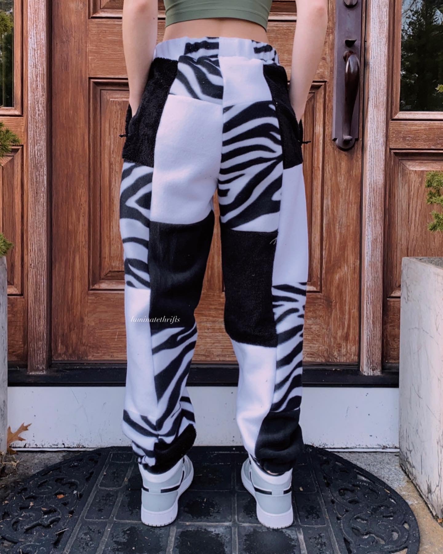 (S/M) Diamond Zebra Reworked Joggers