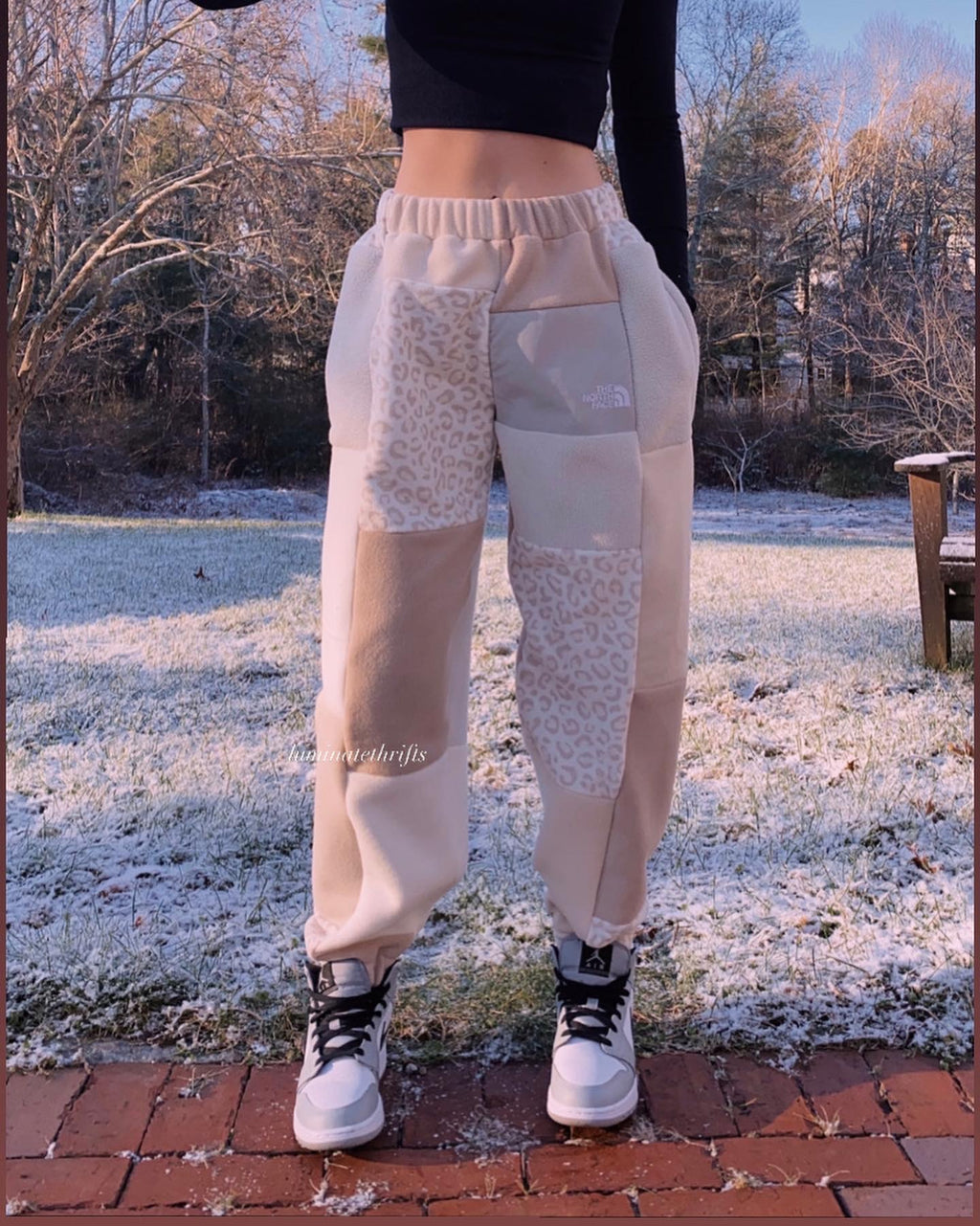 (S/M) Neutral Leopard Reworked Joggers