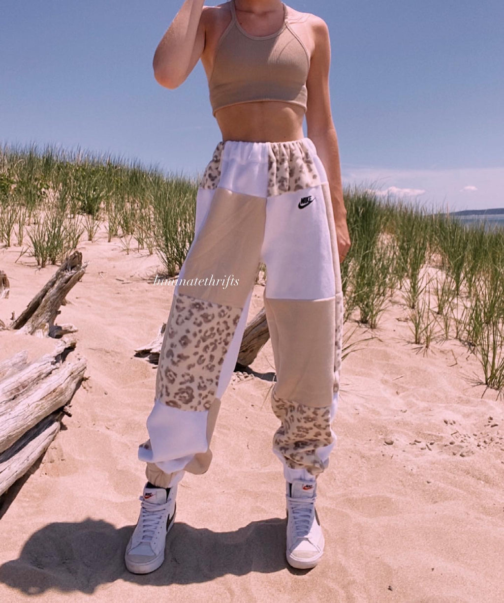 (XS-M) Special Edition Neutral Leopard Reworked Joggers