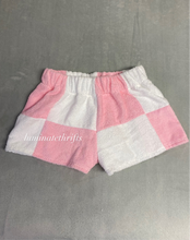 Load image into Gallery viewer, Pink&amp;White Terrycloth Colorblock Shorts
