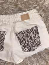 Load image into Gallery viewer, (23/24”) Reworked Zebra Zara Denim Shorts
