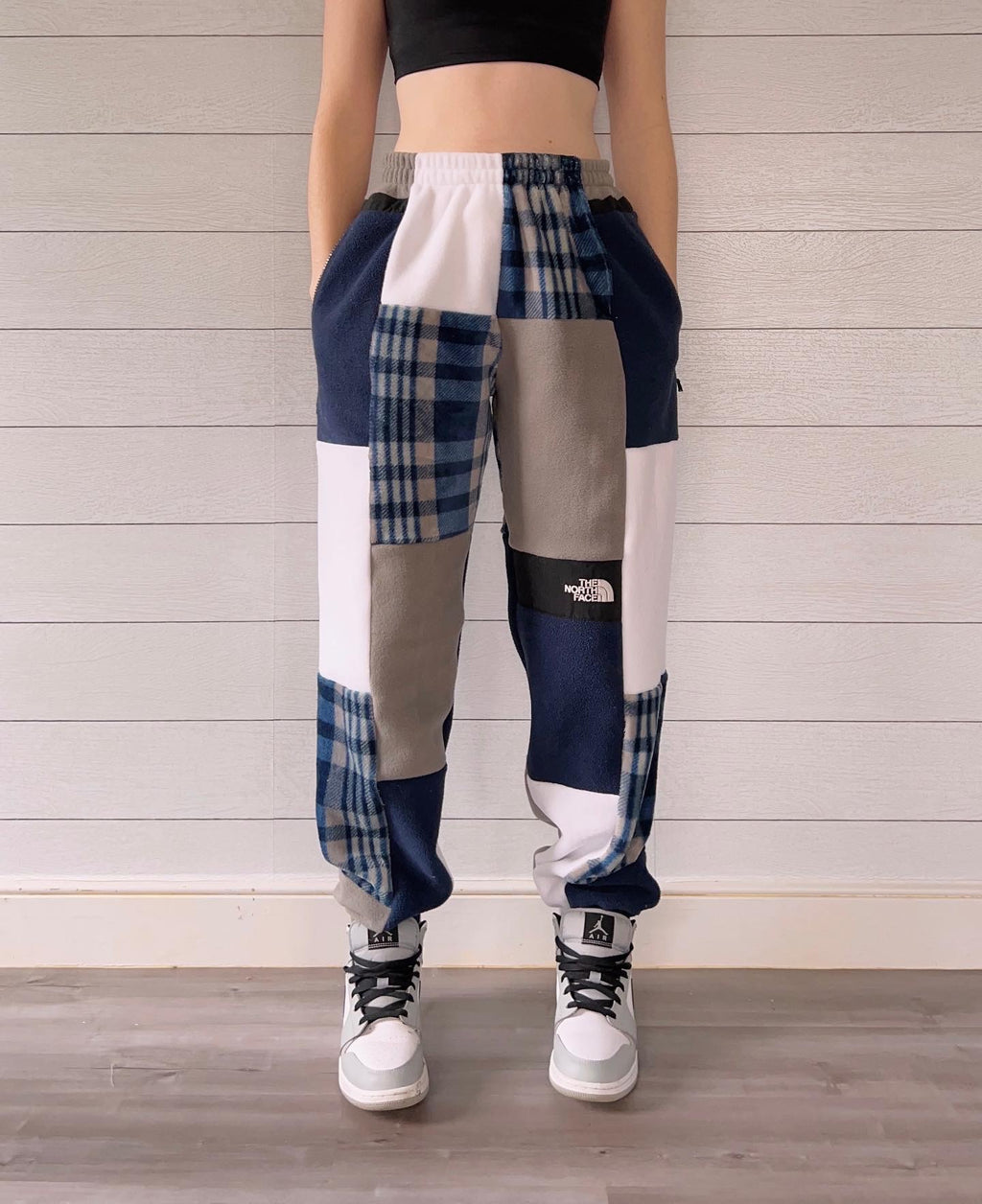 (S/M) Raindrop Plaid 1/1 Joggers +zipper pockets