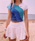(XS/S) Ocean Waves Reworked Open Hem Top