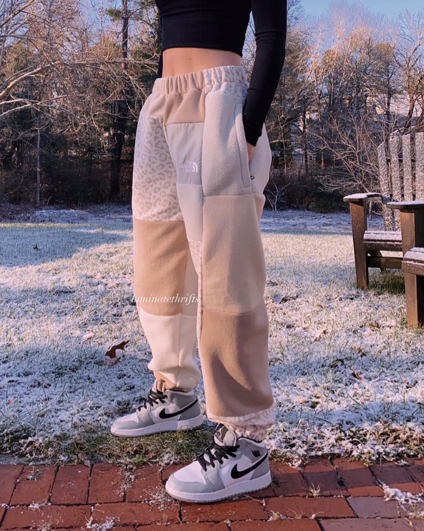 (S/M) Neutral Leopard Reworked Joggers
