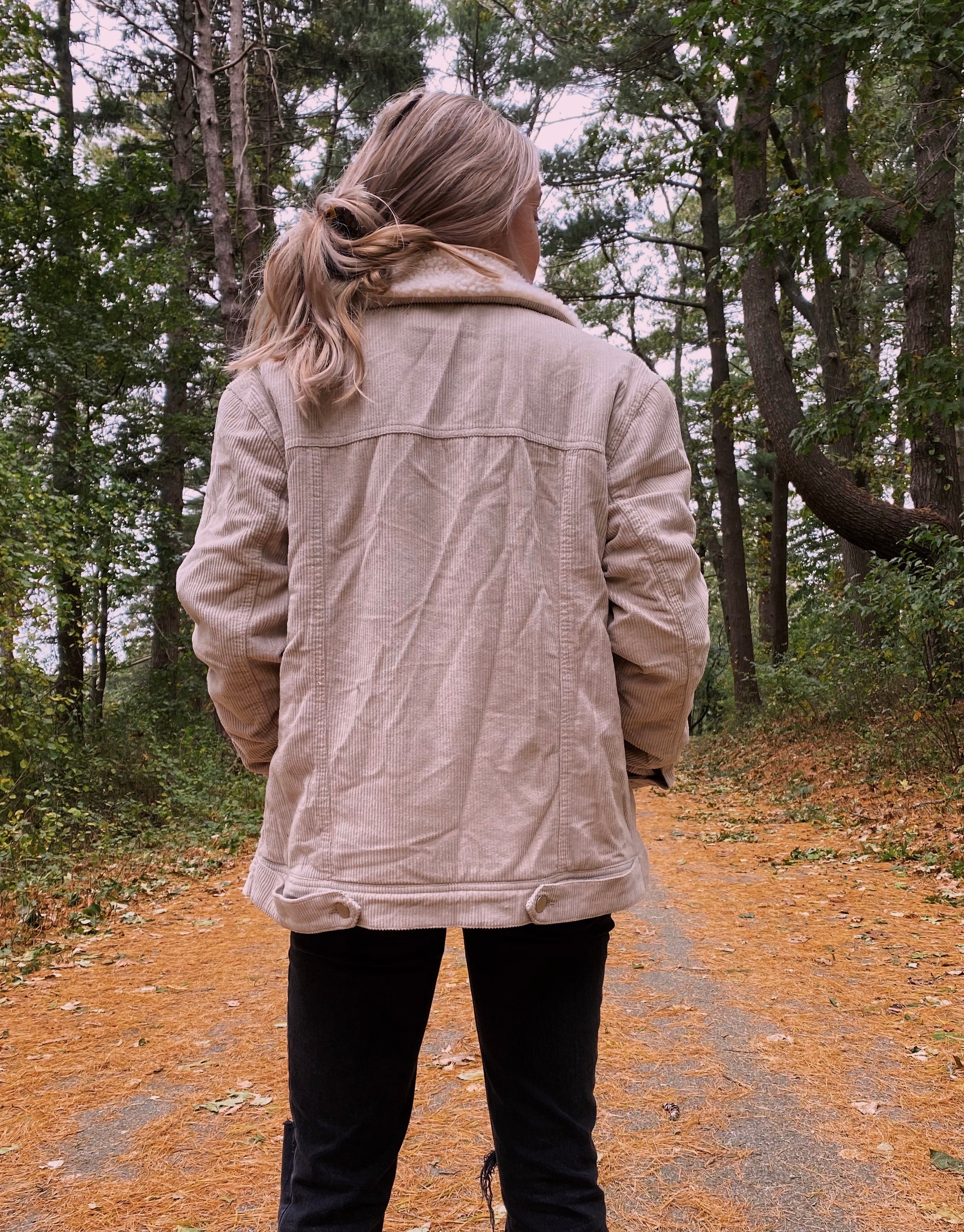 (L) Tan Corduroy Sherpa Jacket