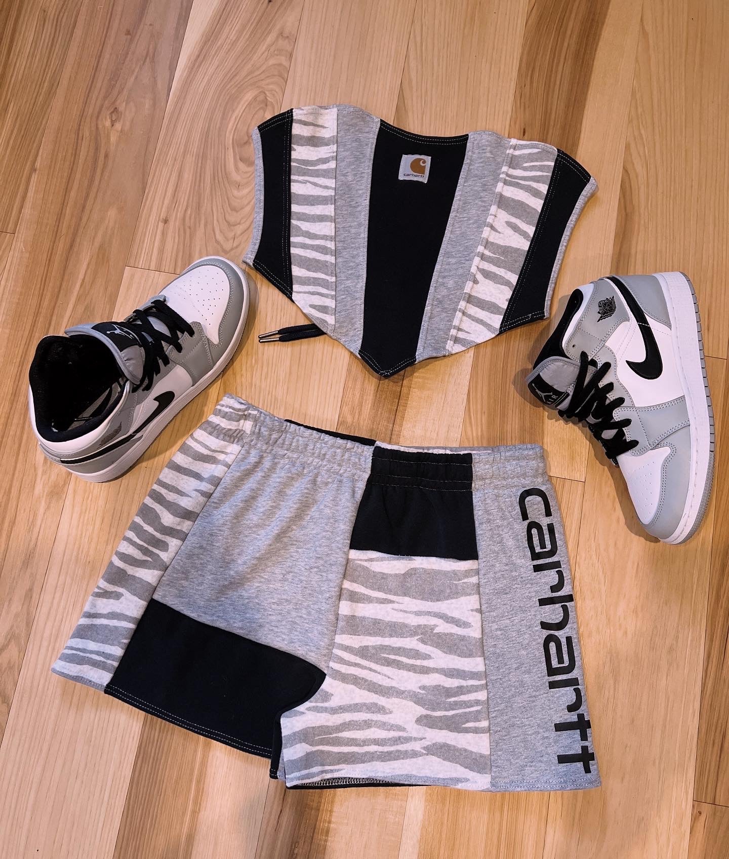 (XS/S) Diamond Zebra Reworked Bustier & Shorts