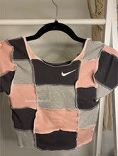 Load image into Gallery viewer, (XS/S) Smokey Pink Patchwork Reworked Open Hem Top
