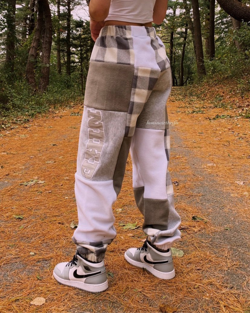 (S/M) Ashy Flannel Reworked Joggers