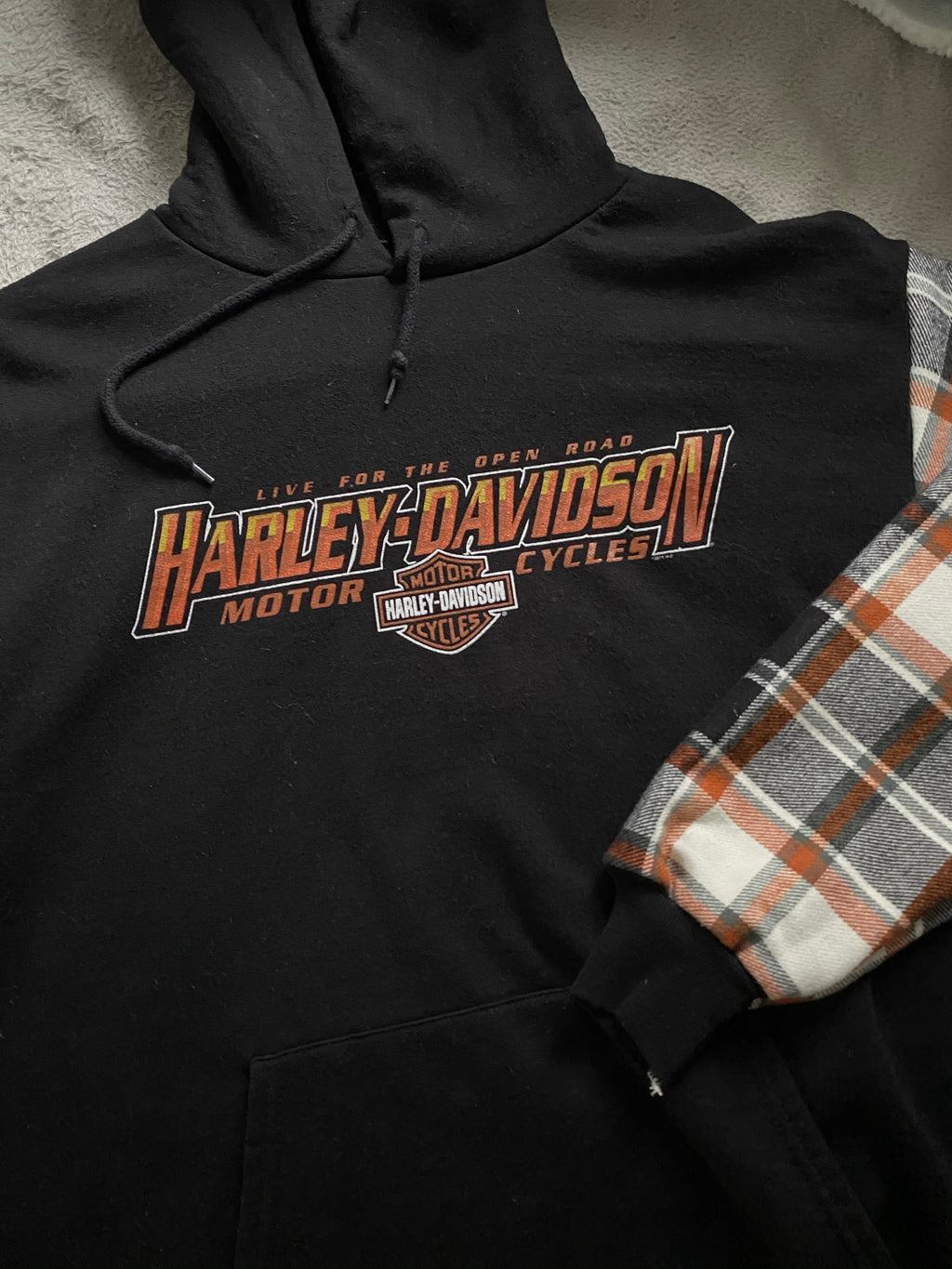 (M/L) Flannel X Harley Reworked Hoodie