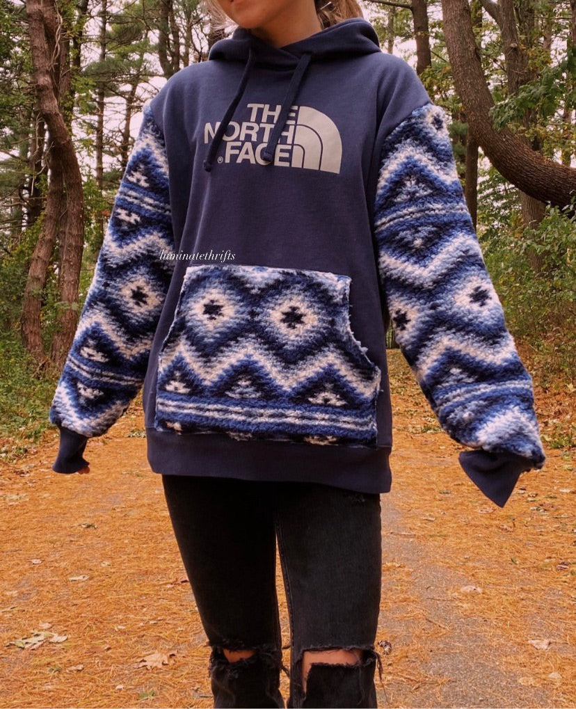 (L/XL) Aztec Sherpa Reworked Hoodie